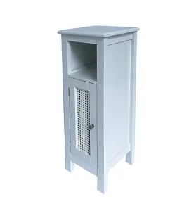 Vera Faux Rattan Slimline Bathroom Storage Cabinet,White