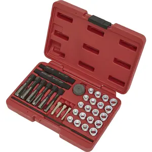 33 Piece Glow Plug Thread Repair Kit with 4 Adaptor Sizes and 6 Taps for Easy Repairs