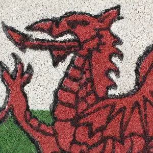 JVL Wales Welcome Coir Coconut Door Mat, 30x60cm, Cymru Welsh Dragon