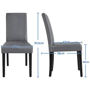 Yaheetech 4PCS Dark Grey Dining Chair High Back Padded with Rubber Wood Legs