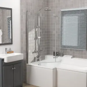 Rinse 810x1400mm Square Bath Shower Screen Bifold 6mm Safety Glass Easy Clean Panel Frameless Pivot Screen Chrome