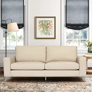 Baltic Faux Leather 3 Seater Sofa In Ivory