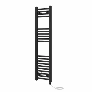 Rinse Bathrooms Electric Heated Towel Rail Curved Black Bathroom Towel Radiator 1200x300mm - 600W