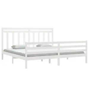 Berkfield Bed Frame White Solid Wood 200x200 cm