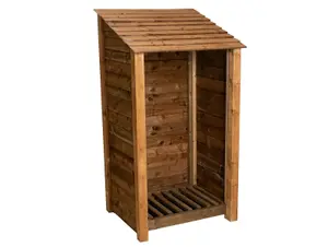 Wooden log store W-99cm, H-180cm, D-88cm - brown finish