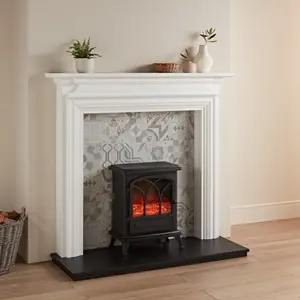 Focal Point Charlottesville White & black MDF Artisian Fireplace surround set