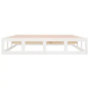 Berkfield Bed Frame White 135x190 cm Double Solid Wood