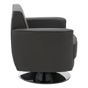 Interiors by Premier Grey Leather Effect Arm Chair, Leather Living Room Chair with Chrome Base, Upholstered Dining Chair