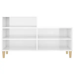 Berkfield Shoe Cabinet High Gloss White 102x36x60 cm Engineered Wood