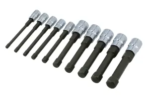 Laser Tools 8910 Reduced Shank Hex Socket Bit Set 1/4"D & 3/8"D 10pc