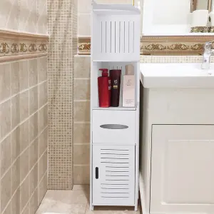 White Storage Cabinet for Small Spaces with 2 Doors Shelves