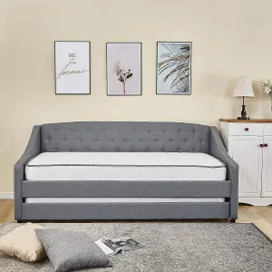 Fabric daybed underbed trundle living room bedroom sofa bed with 2 mattresses