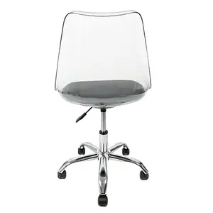 Soho Clear Plastic Dining Chair with Swivel Base Dark Grey