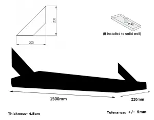 Wooden Shelf with Bracket PP-FLAT 225mm Nordic Blue Length of 150cm