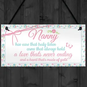 Red Ocean Nanny Heart Of Gold Birthday Gift Sign Chic Cute Nan Nanny Grandmother Special Keepsake