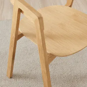 Furniturebox UK Set of 2 Masa Solid Oak and Veneer Wooden Dining Chairs