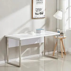 Sydney High Gloss Laptop Desk In White And Chrome Frame