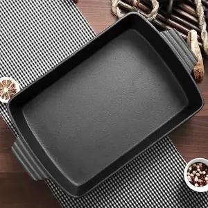 Black Rectangular Cast Iron Baking Pan