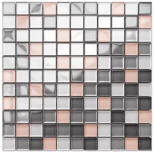 Glass mosaic on mesh for bathroom or kitchen 300mm x 300mm - Little Flamingo