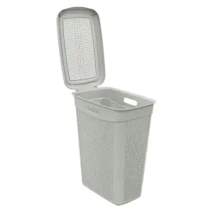 JVL Droplette Slim Laundry Basket, 43L, Grey