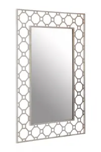 Interiors by Premier Contemporary Design Arabesque Wall Mirror, Reflective Rectangular Frame New Mirrors, Metallic Accent Mirror