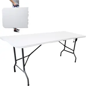 MantraRaj Heavy Duty Folding Table 6ft Indoor Outdoor Garden Catering Picnic BBQ Stall Foldable 1.8M Portable Trestle Tables