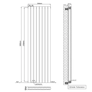 Right Radiators 1800x544 mm Vertical Double Flat Panel Designer Radiator Anthracite