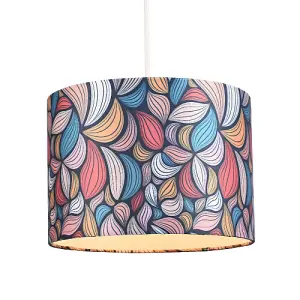 Multi Colour Kaleidoscope Leaf Themed Lamp Shade with Inner White Cotton Lining