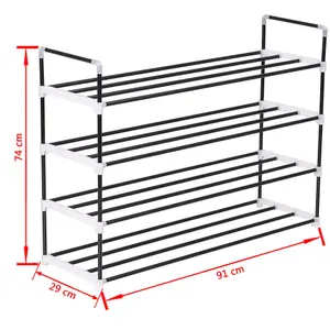 Berkfield Shoe Rack with 4 Shelves Metal and Plastic Black