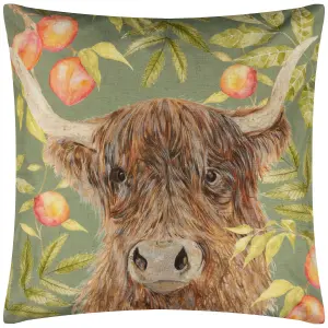 Evans Lichfield Grove Highland Cow UV & Water Resistant Outdoor Polyester Filled Cushion