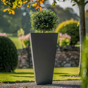 70cm Zinc Matte Grey Tall Flared Tapered Square Planter