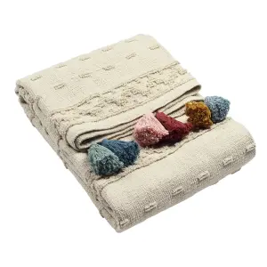 furn. Boho Geometric Tufted Cotton Fringed Throw