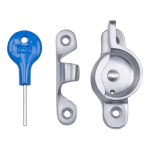 Locking Fitch Pattern Sash Window Fastener 49mm Fixing Centres Satin Chrome