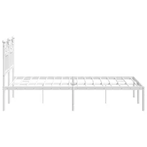 Berkfield Metal Bed Frame with Headboard White 120x200 cm