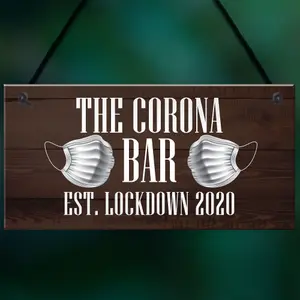 Red Ocean The Corona Bar Lockdown Sign Novelty Bar Hanging Sign Man Cave Gift For Him