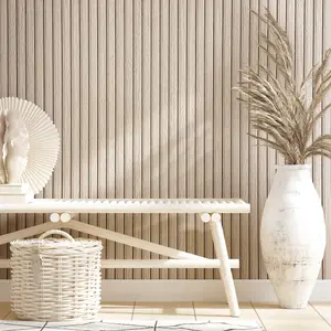 Galerie Industrial Effects Beige Stripe Wood Panel Wallpaper Roll