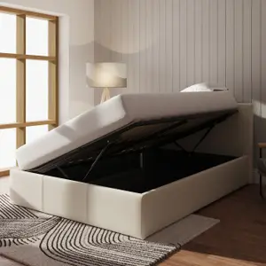 GFW Side Lift Ottoman Storage Bed 135cm Double Natural