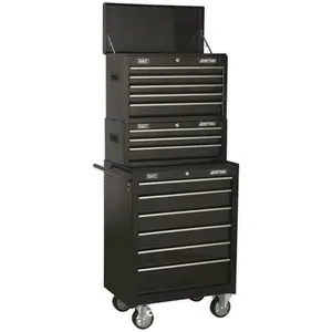 14 Drawer Black Tool Chest - Mobile Storage Solution with Ball-Bearing Slides