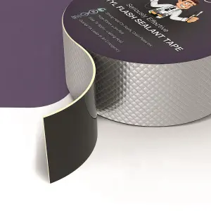 DIY Butyl Tape - Indoor or Outdoor Waterproof & UV Resistant Aluminium Coated Sealant Repair Tape for Leaks - Measures L5m x W5cm