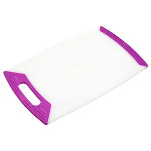 London Boutique Chopping Board Heavy Duty Plastic Non-Slip Rubber Feet Purple Color for Dairy Products