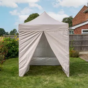 Pop Up 2x2 Gazebo With Sides Beige