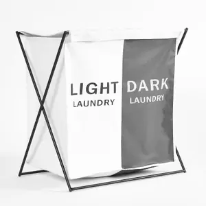 Laundry Basket Light Dark Washing Hamper Bag Folding Clothes Storage Handle Bin