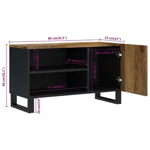 Berkfield TV Cabinet 80x33x46 cm Solid Wood Mango&Engineered Wood