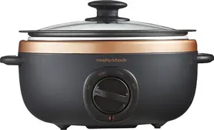 Morphy Richards Sear And Stew Slow Cooker 460016 Black And Rose Gold, 3.5L