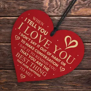 Red Ocean I Love You Best Thing Handmade Wooden Hanging Heart Sign Gift for Your Best Friend Friendship Gift