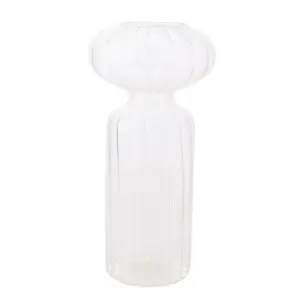 Hestia Clear Ribbed Glass Vase