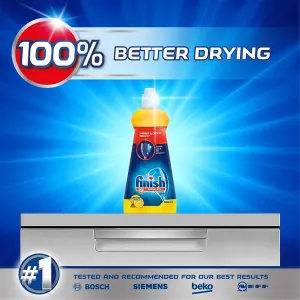 6 x Finish Liquid Dishwasher Rinse Aid Lemon Sparkle 400ml Quick-Dry Formula