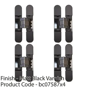 4 PACK - 3D Adjustable Concealed Cabinet Hinge - 180 Degree Opening Wardrobe MATT BLACK