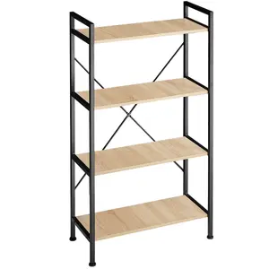 Bookcase Leeds 4 Shelves - industrial wood light, oak Sonoma