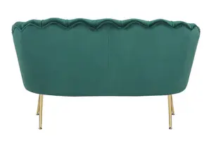 2 Seater Loveseat Small Sofa in Velvet Emerald Green